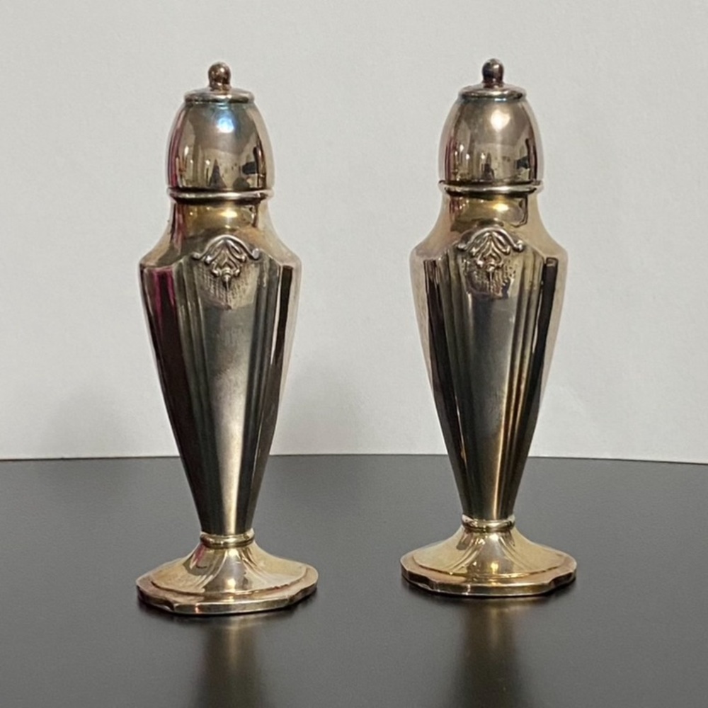 😍2/$20 Vintage Silver Plated On Lead Salt & Pepper Shakers Heavy Marked Viking
